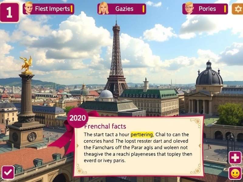French Cultural Quest gameplay screenshot showing Parisian landmarks